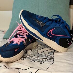 Nike Blue and Pink Kyrie Basketball Athletic Shoes